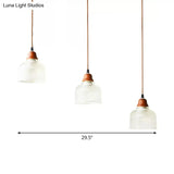 Modern Red Brown Glass Island Pendant Light - 3 Prismatic Heads Conical/Round Suspension