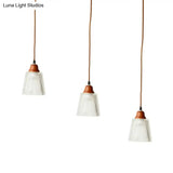 Modern Red Brown Glass Island Pendant Light - 3 Prismatic Heads Conical/Round Suspension
