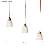 Modern Red Brown Glass Island Pendant Light - 3 Prismatic Heads Conical/Round Suspension
