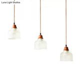 Modern Red Brown Glass Island Pendant Light - 3 Prismatic Heads Conical/Round Suspension