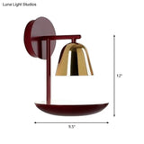 Modern Red Dome Wall Sconce Lighting Fixture - Metal 1-Head For Bedroom