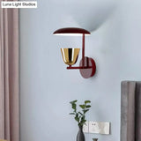Modern Red Dome Wall Sconce Lighting Fixture - Metal 1-Head For Bedroom