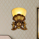 Modern Resin Angel Sconce Light Indoor Wall Mount Beige/Gold/White Finish With Yellow Glass Bowl