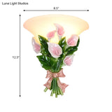 Modern Resin Wall Sconce With Opal Glass & Black/Green Flush Mount