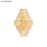 Modern Rhombus Clear Crystal 4-Light Sconce: Stylish Flush Wall Mounted Lamp