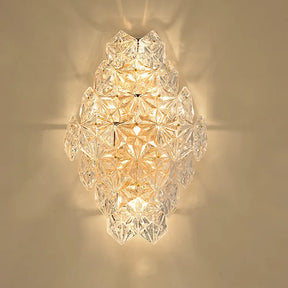 Modern Rhombus Clear Crystal 4-Light Sconce: Stylish Flush Wall Mounted Lamp