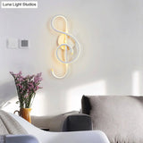 Modern Rhythm Shaped Bedroom Wall Sconce With Acrylic Led - Black/White Mount As Lamp Choose