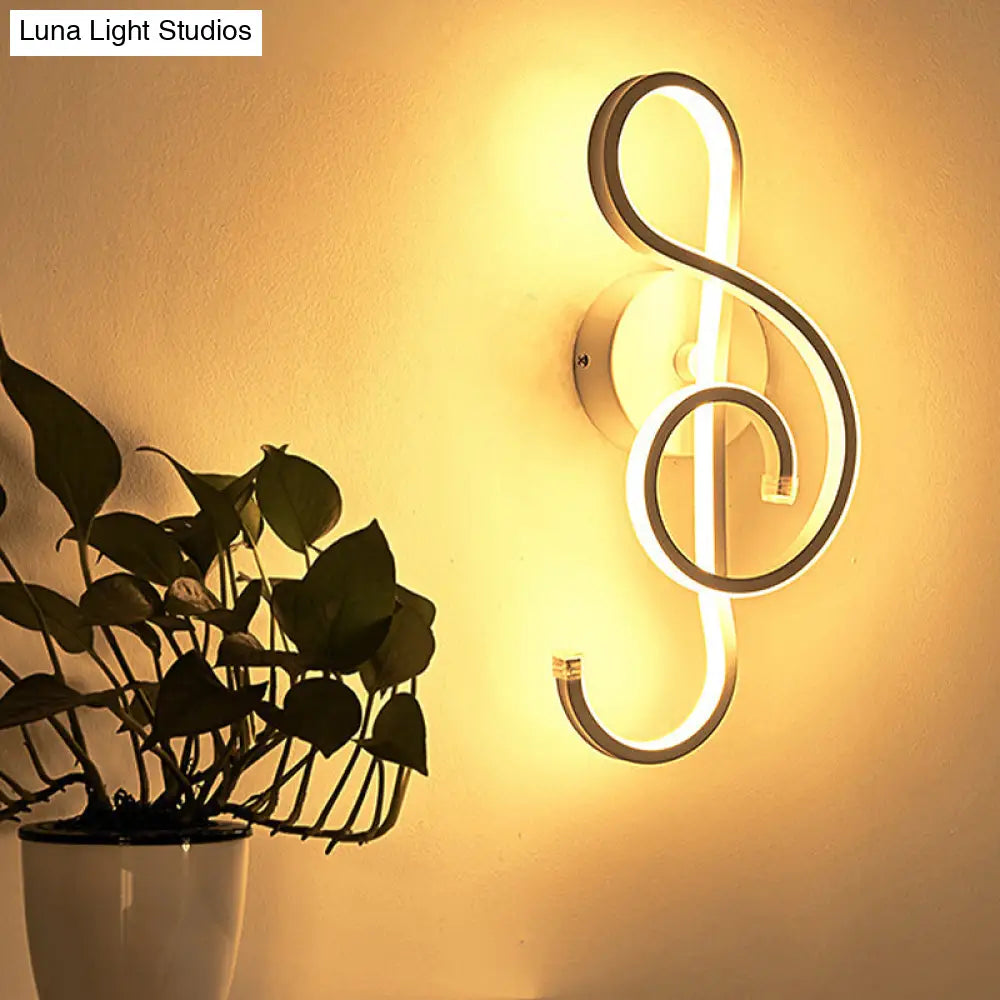 Modern Rhythm Shaped Bedroom Wall Sconce With Acrylic Led - Black/White Mount As Lamp Choose