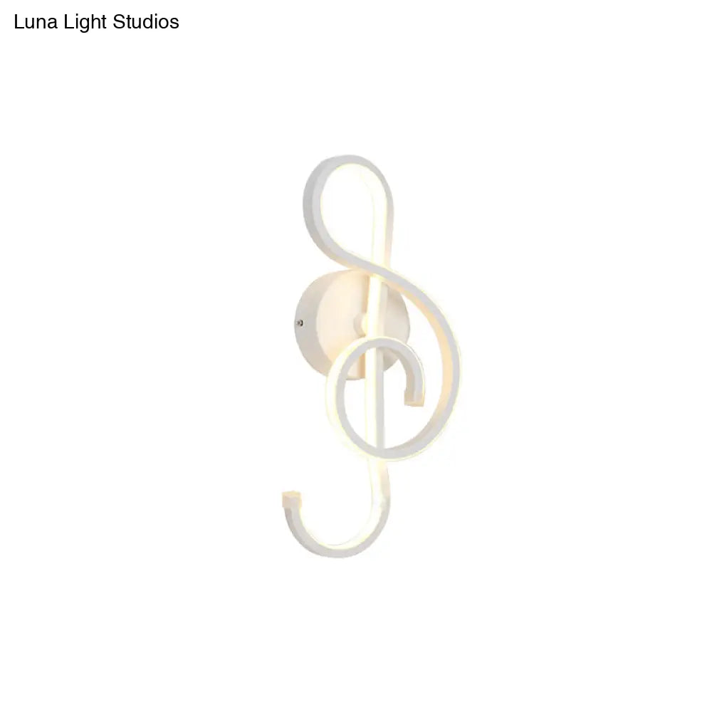Modern Rhythm Shaped Bedroom Wall Sconce With Acrylic Led - Black/White Mount As Lamp Choose