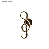 Modern Rhythm Shaped Bedroom Wall Sconce With Acrylic Led - Black/White Mount As Lamp Choose