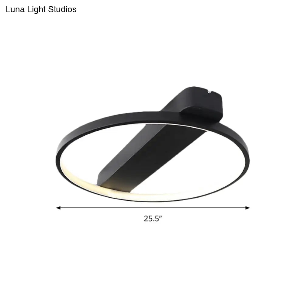 Modern Ring Acrylic Flush Light: 18’/25.5’ Wide Led Ceiling Fixture For Living Room (Black/White)