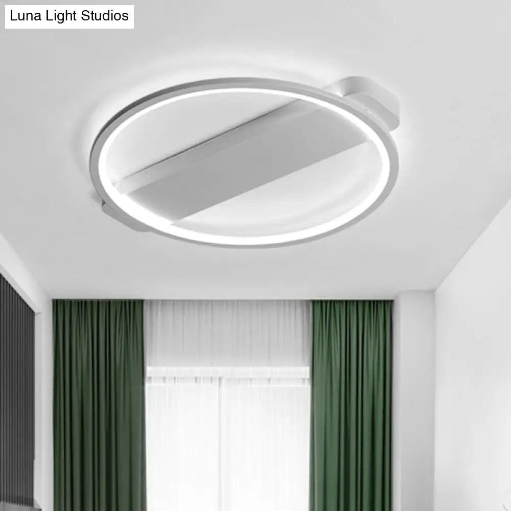 Modern Ring Acrylic Flush Light: 18’/25.5’ Wide Led Ceiling Fixture For Living Room (Black/White)
