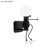 Modern Robot Wall Sconce One-Head Bare Bulb Light For Hallways - Metal Finish