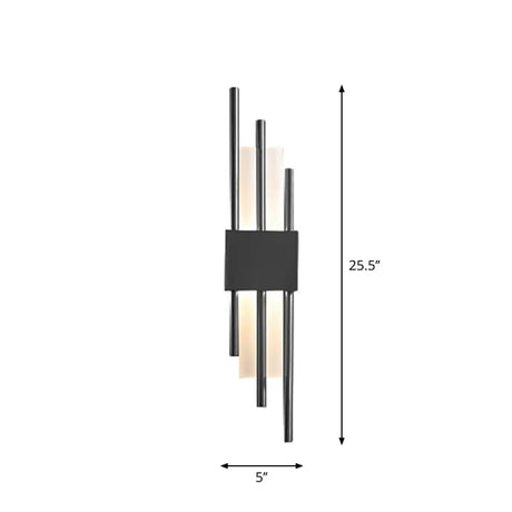 Modern Rod Wall Light With Led Acrylic Sconce For Stairways. 4 / Black