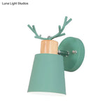 Modern Rotatable Macaron Green Wall Sconce - 1 Head Metal Lamp For Foyer