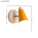 Modern Rotatable Macaron Sweet Cone Wall Sconce For Kid Bedroom - 1 Head Metal Light