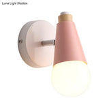 Modern Rotatable Macaron Sweet Cone Wall Sconce For Kid Bedroom - 1 Head Metal Light