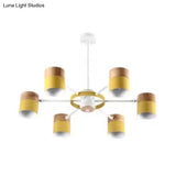 Modern Rotatable Metal Cylinder Chandelier: Macaron Style Ceiling Light For Nursing Room