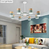 Modern Rotatable Metal Cylinder Chandelier: Macaron Style Ceiling Light For Nursing Room