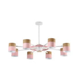 Modern Rotatable Metal Cylinder Chandelier: Macaron Style Ceiling Light For Nursing Room 8 / Pink