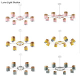 Modern Rotatable Metal Cylinder Chandelier: Macaron Style Ceiling Light For Nursing Room