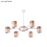 Modern Rotatable Metal Cylinder Chandelier: Macaron Style Ceiling Light For Nursing Room