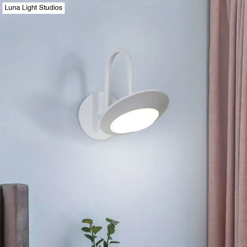 Modern Rotatable Urn Wall Sconce Lamp In Metallic White/Coffee With Led Lighting And Gooseneck Arm