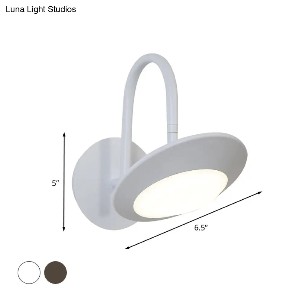 Modern Rotatable Urn Wall Sconce Lamp In Metallic White/Coffee With Led Lighting And Gooseneck Arm