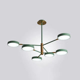 Modern Rotating Chandelier: Metallic Hanging Ceiling Light For Living Room 6 / Green