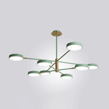 Modern Rotating Chandelier: Metallic Hanging Ceiling Light For Living Room 8 / Green