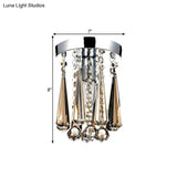 Modern Round Canopy Crystal Flush Mount Ceiling Lamp