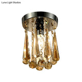 Modern Round Canopy Crystal Flush Mount Ceiling Lamp