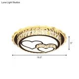 Modern Round Crystal Ceiling Lamp With Stainless - Steel Led Flush Mount Lighting And Heart/Flower