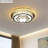 Modern Round Crystal Ceiling Lamp With Stainless - Steel Led Flush Mount Lighting And Heart/Flower