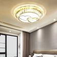 Modern Round Crystal Ceiling Lamp With Stainless - Steel Led Flush Mount Lighting And Heart/Flower
