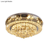 Modern Round Flush Ceiling Crystal Led Bedroom Light Fixture