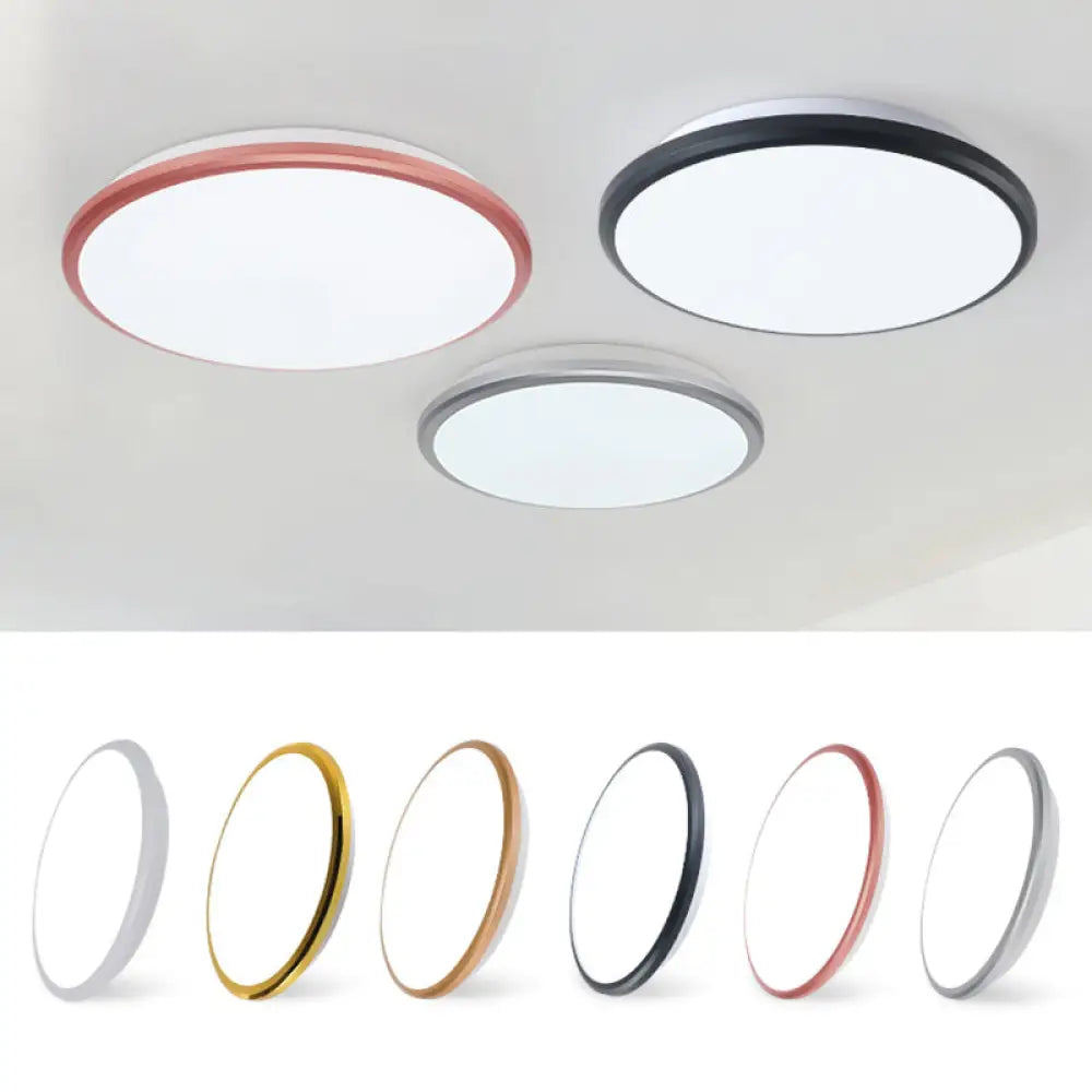 Modern Round Flush Mount Ceiling Light - Super-Thin Design 1 Acrylic Contemporary Fixture