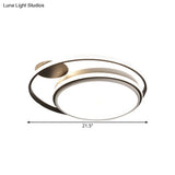 Modern Round Flush Mount Led Lamp In Black With Warm/White Light And Simple Metal Design -