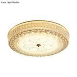 Modern Round Flushmount Led Ceiling Light With Clear Crystal Blocks For Sleeping Room