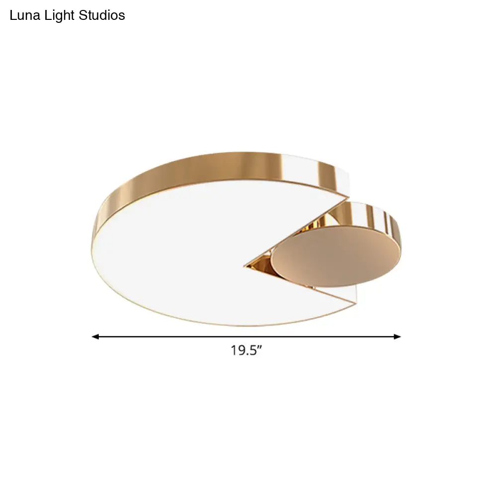 Modern Round Gold Led Flush Ceiling Light For Bedroom - Acrylic Splicing Design