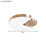 Modern Round Gold Led Flush Ceiling Light For Bedroom - Acrylic Splicing Design