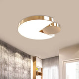 Modern Round Gold Led Flush Ceiling Light For Bedroom - Acrylic Splicing Design