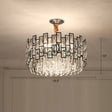 Modern Round K9 Crystal Living Room Chandelier Pendant Light Fixture Black / 19.5