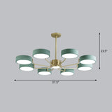 Modern Round Led Chandelier - Minimalistic Acrylic Living Room Hanging Lamp 8 / Green Third Gear