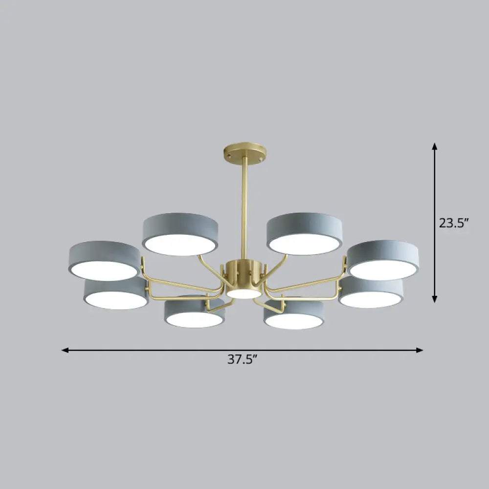 Modern Round Led Chandelier - Minimalistic Acrylic Living Room Hanging Lamp 8 / Grey Third Gear