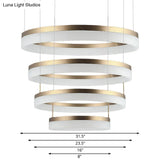Modern Round Led Chandelier Pendant - Acrylic 1/2/3-Light Ceiling Light Fixture In Black/White/Gold
