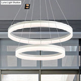 Modern Round Led Chandelier Pendant - Acrylic 1/2/3-Light Ceiling Light Fixture In Black/White/Gold