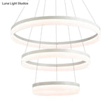Modern Round Led Chandelier Pendant - Acrylic 1/2/3-Light Ceiling Light Fixture In Black/White/Gold