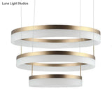 Modern Round Led Chandelier Pendant - Acrylic 1/2/3-Light Ceiling Light Fixture In Black/White/Gold