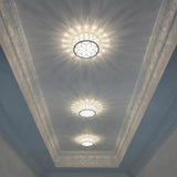 Modern Round Led Crystal Flush Ceiling Light Fixture For Corridors White / 5W